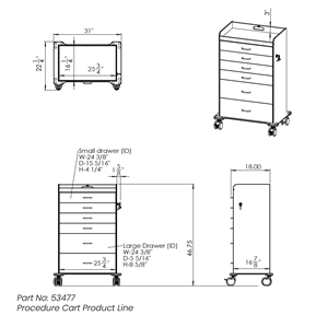 51046 | Procedure Cart with White Drawers